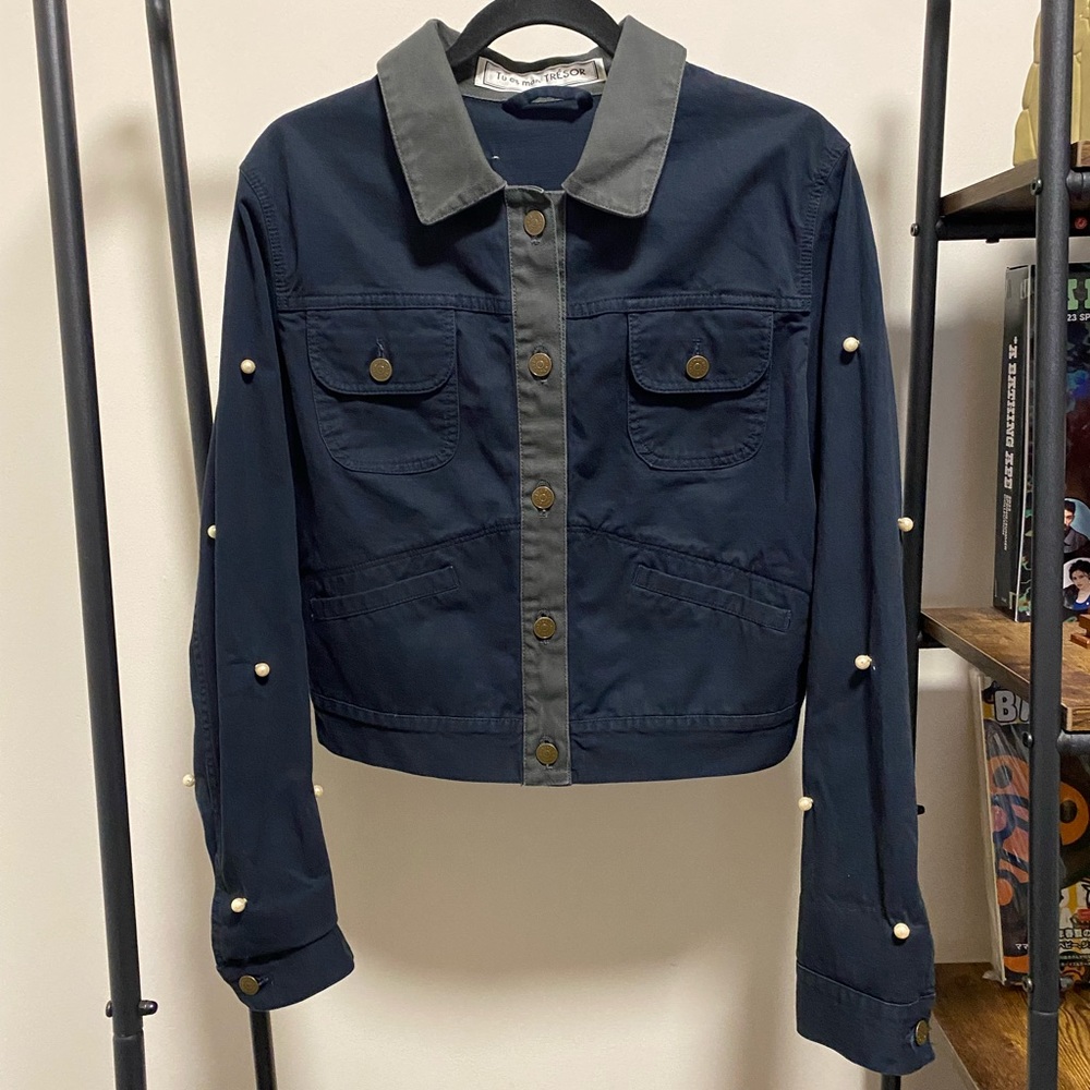 TU ES MON TRÉSOR jean jacket Pearl “open your heart”